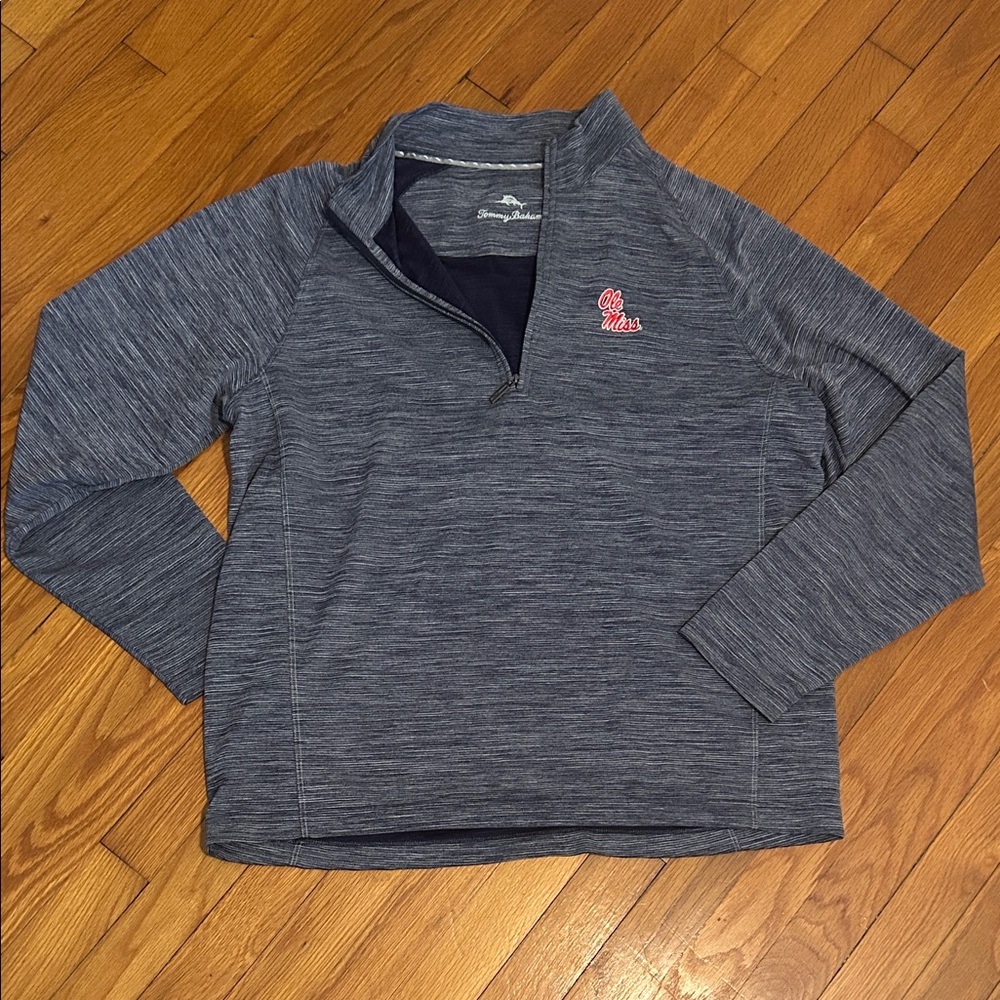Blue Quarter-Zip Pullover with Ole Miss Logo